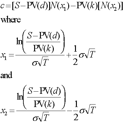 black scholes call option formula with dividends