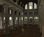 view from inside of large roman hall