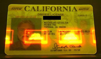 Black light drivers license